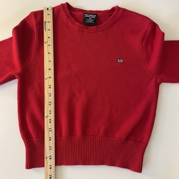 VTG Polo Ralph Lauren Kids Sz L Knit Crew Pullover Red USA Flag Logo 100% Cotton - Picture 8 of 8
